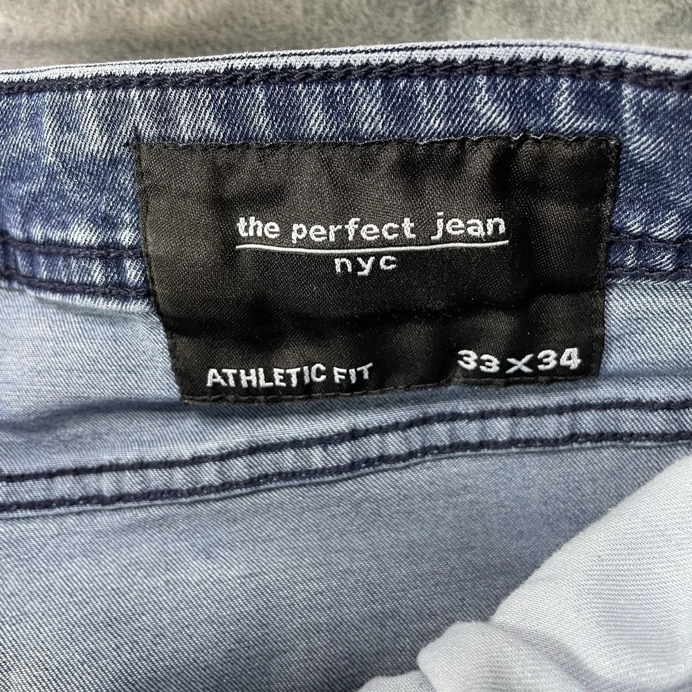 The Perfect Jean NYC Jeans‎ Mens 33x34 Fits 33x33 Athletic Fit Blue Stretch